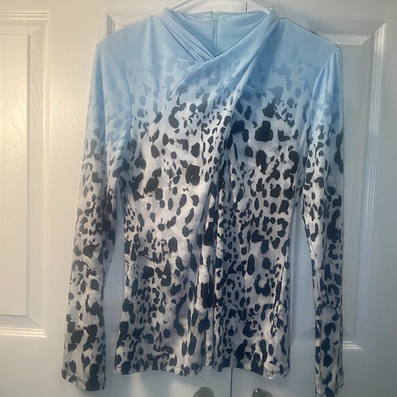 Calvin Klein Blue and Black Patterned Blouse - Picture 5 of 7